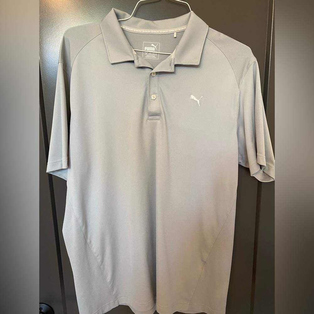 Puma golf polo. Men’s large. Gray / silver.  Like new.